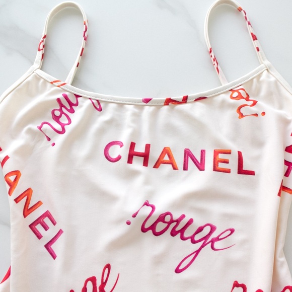 Rare Chanel Vintage 1996 White Rouge 96P Swimsuit - Picture 7 of 13